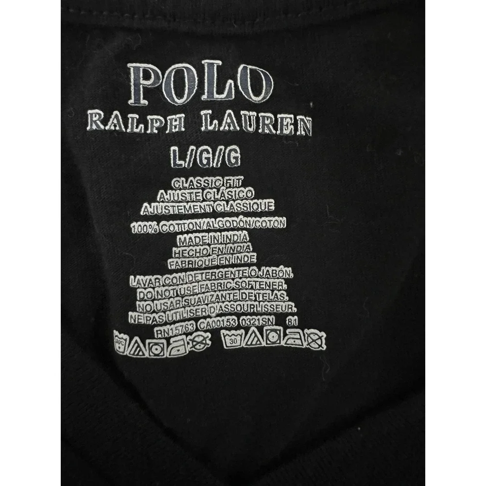 NEW Men's Ralph Lauren V-Neck T-Shirt 100% Cotton Black Bottom Red Pony Classic